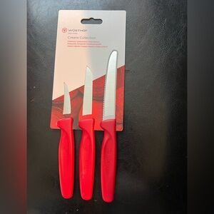New WUSTHOF Made In Germany 3pc Stainless Steel Paring Knife Set Red